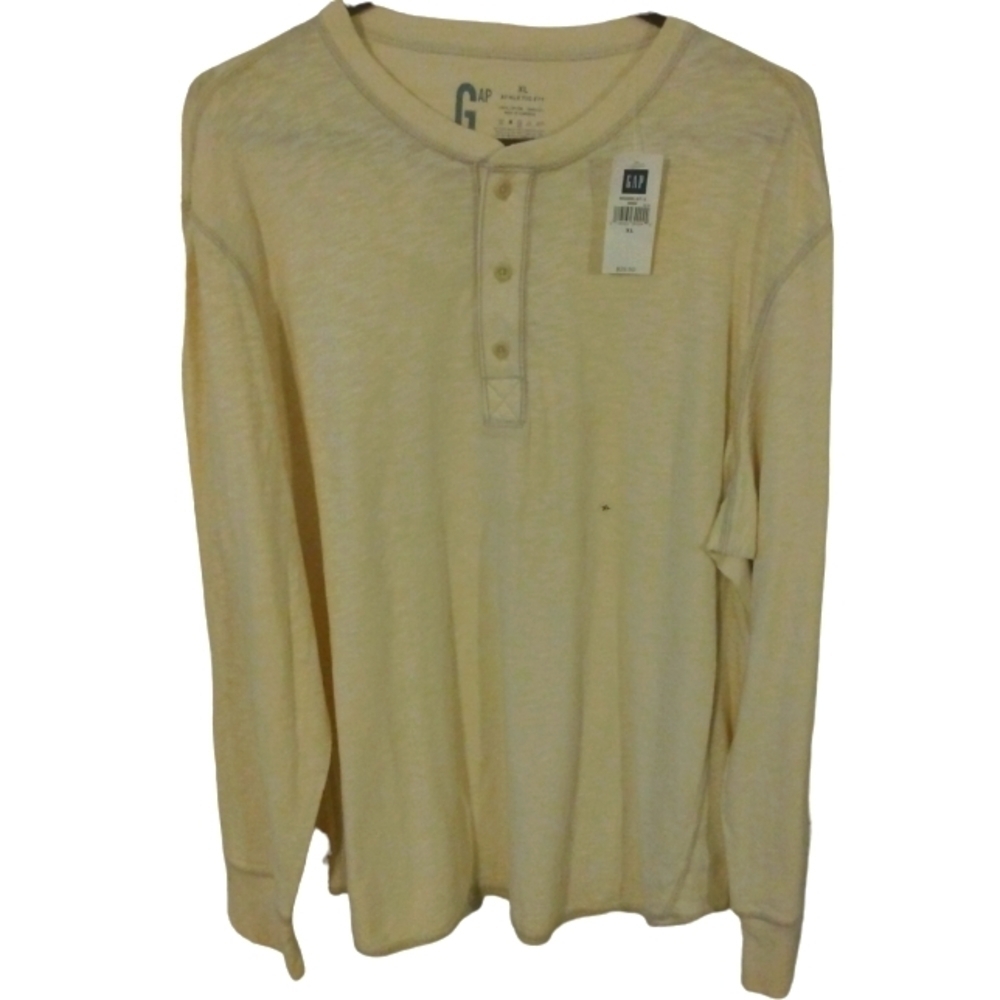 Gap Casual Long Sleeved Top Off White Button Minimalist Layering Lightweight XL